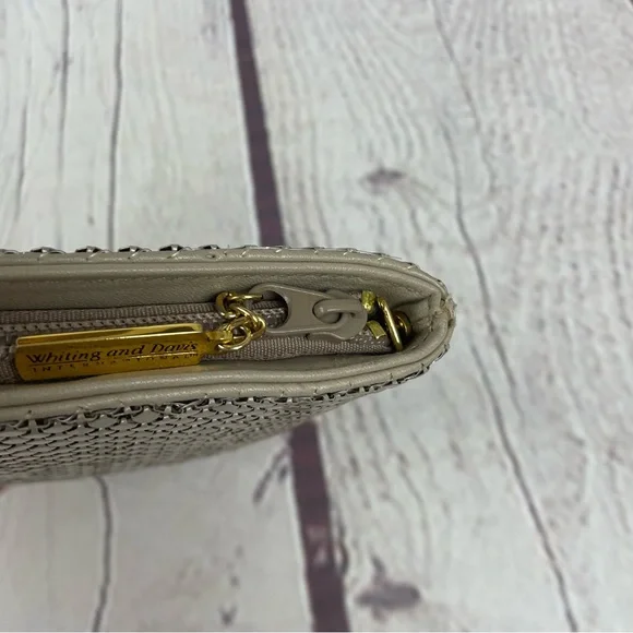 Whiting And Davis Mesh Chainmail Clutch Crossbody Taupe Tan - Picture 11 of 14